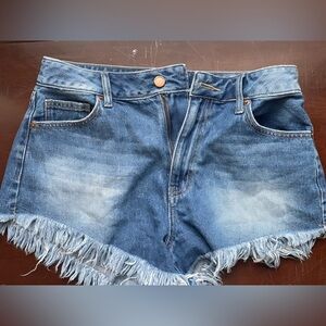 Denim Frayed Hem Women Shorts